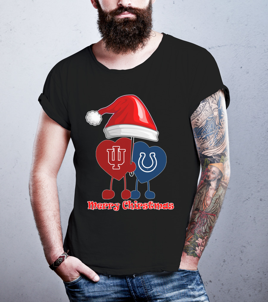 Merry Christmas Indianapolis Colts Indiana University Hearts T-Shirt
