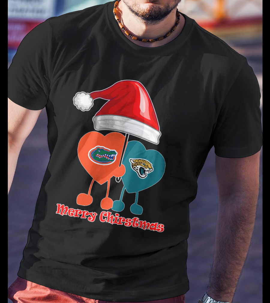 Florida Gators Jacksonville Jaguars Merry Christmas Santa Hat T-Shirt