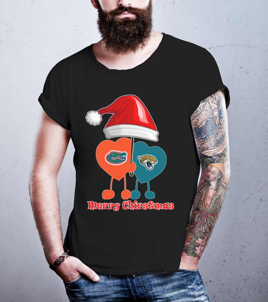 Florida Gators Jacksonville Jaguars Merry Christmas Santa Hat T-Shirt