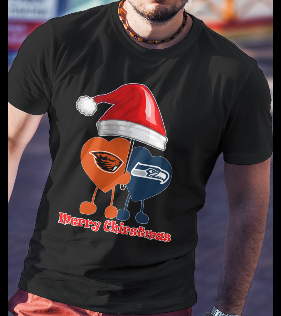 Merry Christmas Seattle Seahawks Oregon State T-Shirt