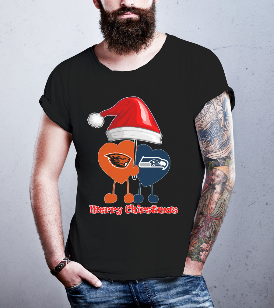 Merry Christmas Seattle Seahawks Oregon State T-Shirt