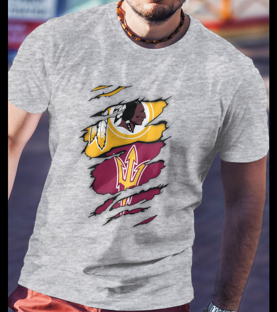 Washington Redskins Arizona State Sun Devils Logo Mashup T-Shirt