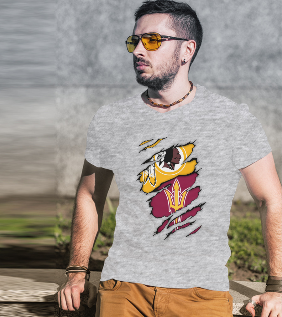 Washington Redskins Arizona State Sun Devils Logo Mashup T-Shirt
