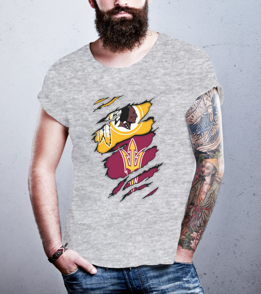 Washington Redskins Arizona State Sun Devils Logo Mashup T-Shirt