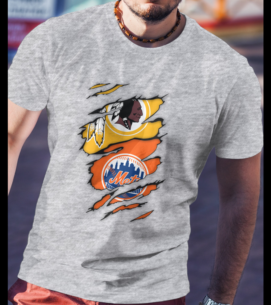 Washington Redskins New York Mets Broken Wall T-Shirt