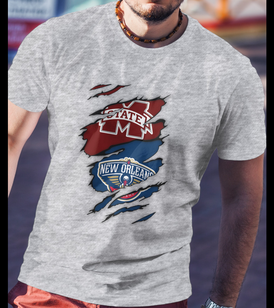 New Orleans Pelicans MS State Logo Crossover T-Shirt