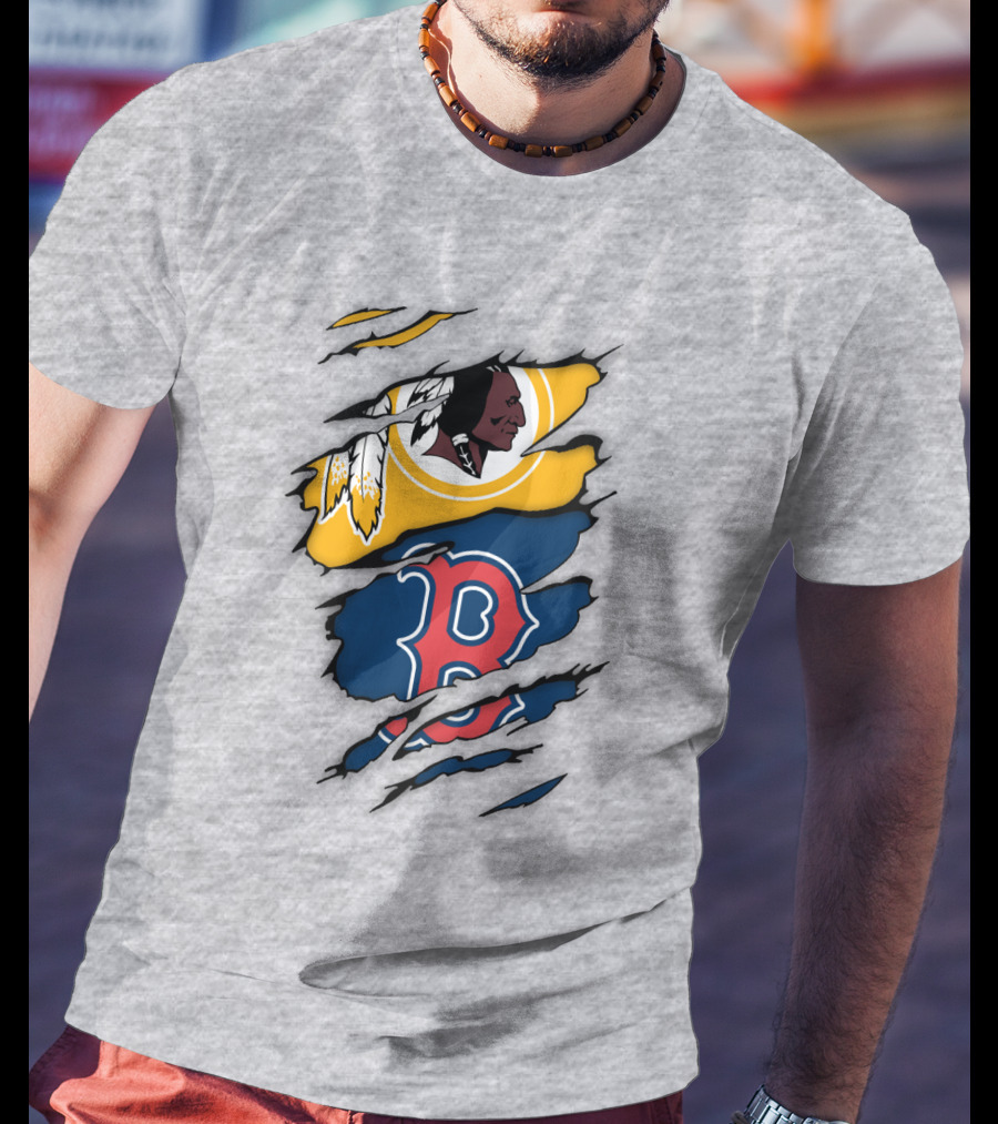 Boston Red Sox Washington Redskins Logos Collage T-Shirt