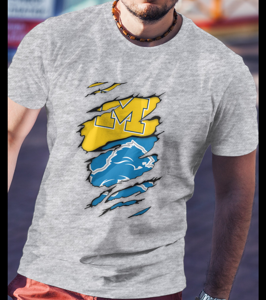 Detroit Loins Michigan M Wolverine Lion Claw Marks T-Shirt