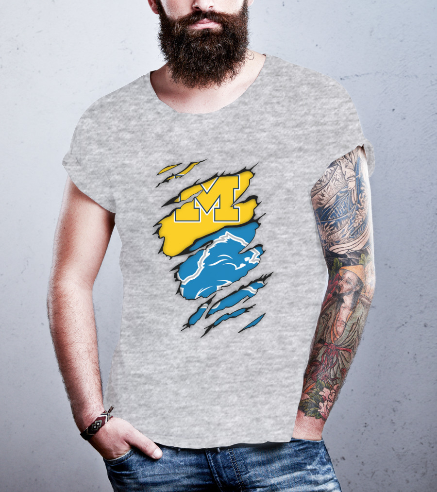 Detroit Loins Michigan M Wolverine Lion Claw Marks T-Shirt