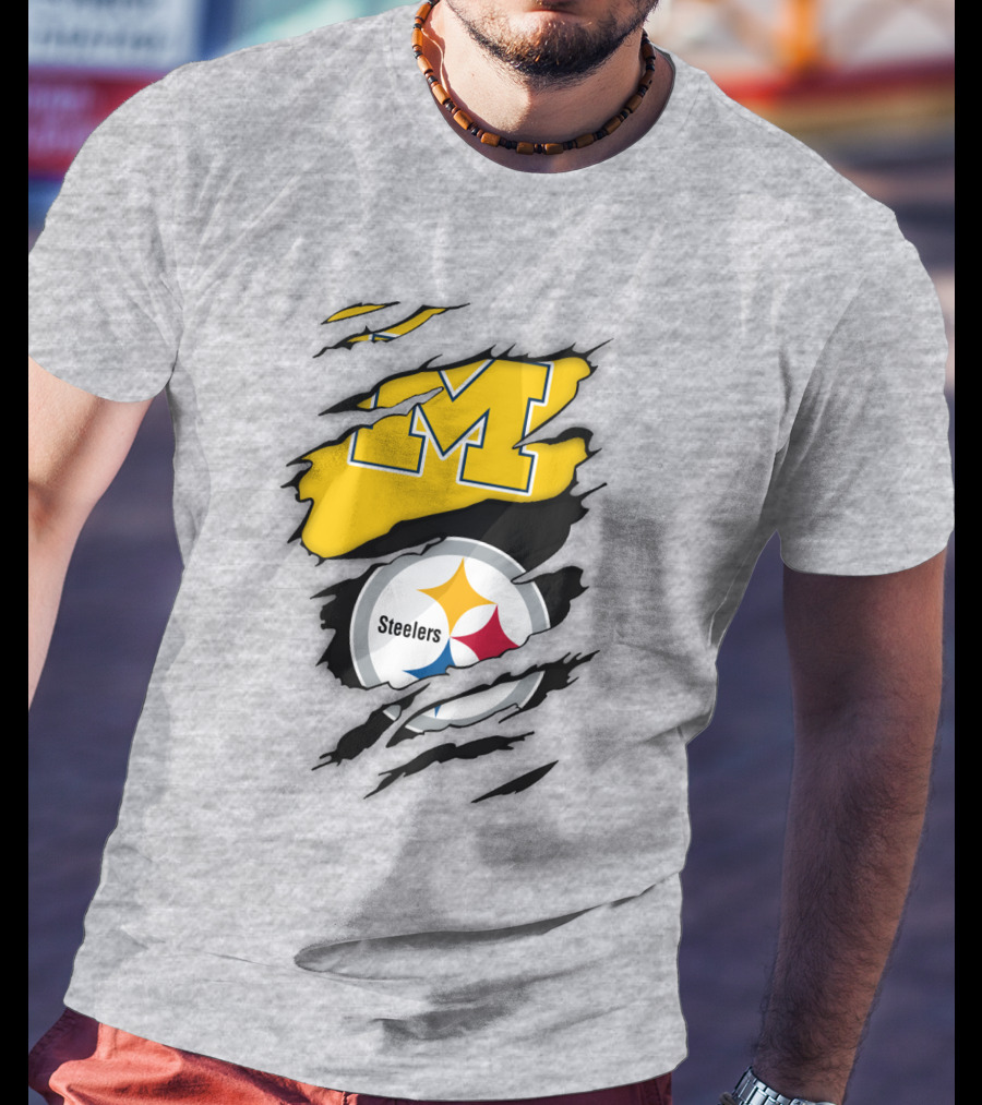 Pittsburgh Steelers Michigan Wolverines Collaboration T-Shirt
