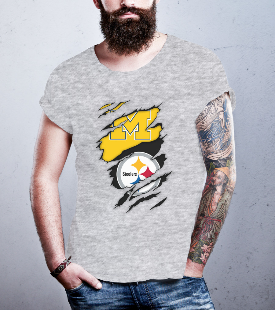 Pittsburgh Steelers Michigan Wolverines Collaboration T-Shirt