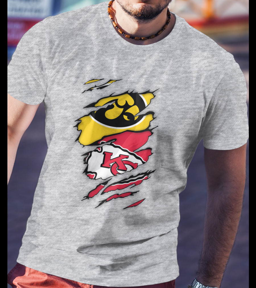 Iowa Hawkeyes Kansas City Chiefs Torn Claw Marks T-Shirt