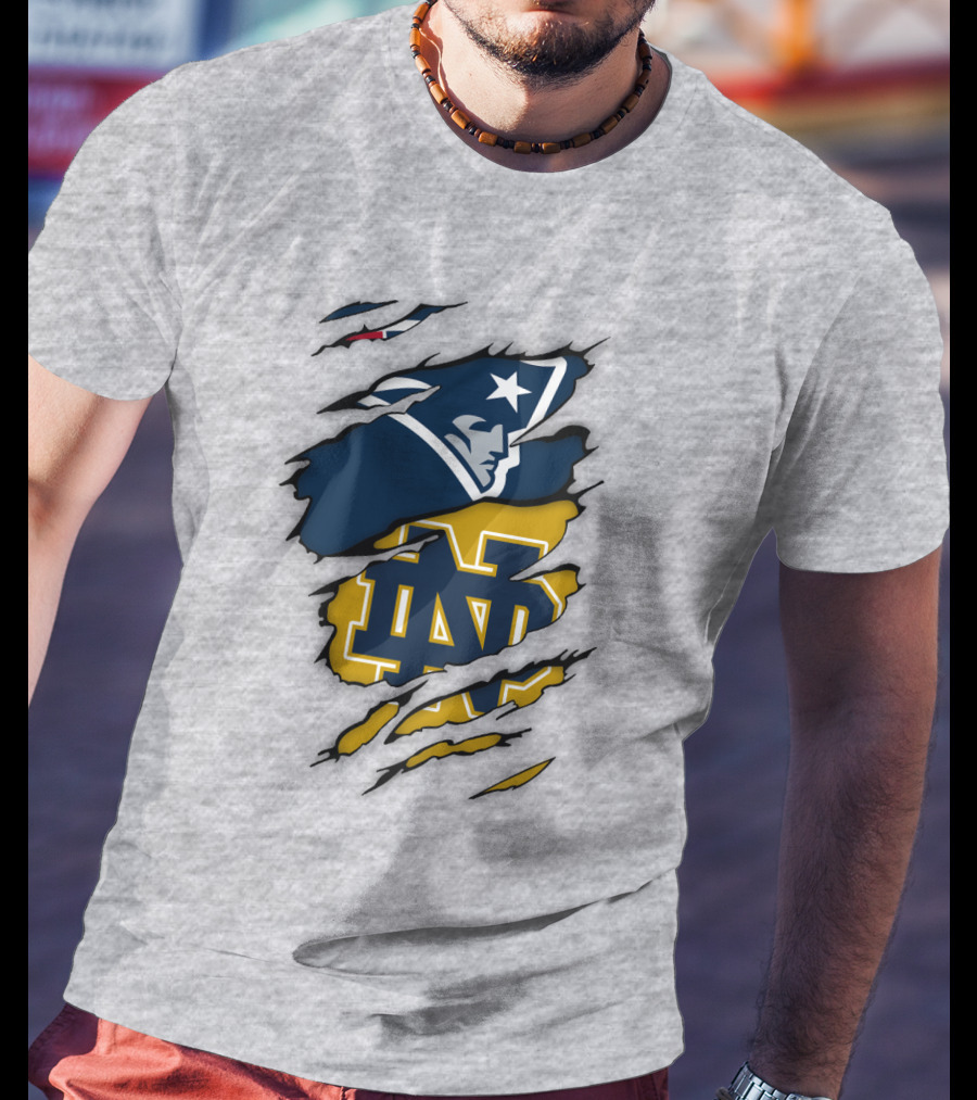 Notre Dame Fighting Irish Patriots Logo Mashup T-Shirt