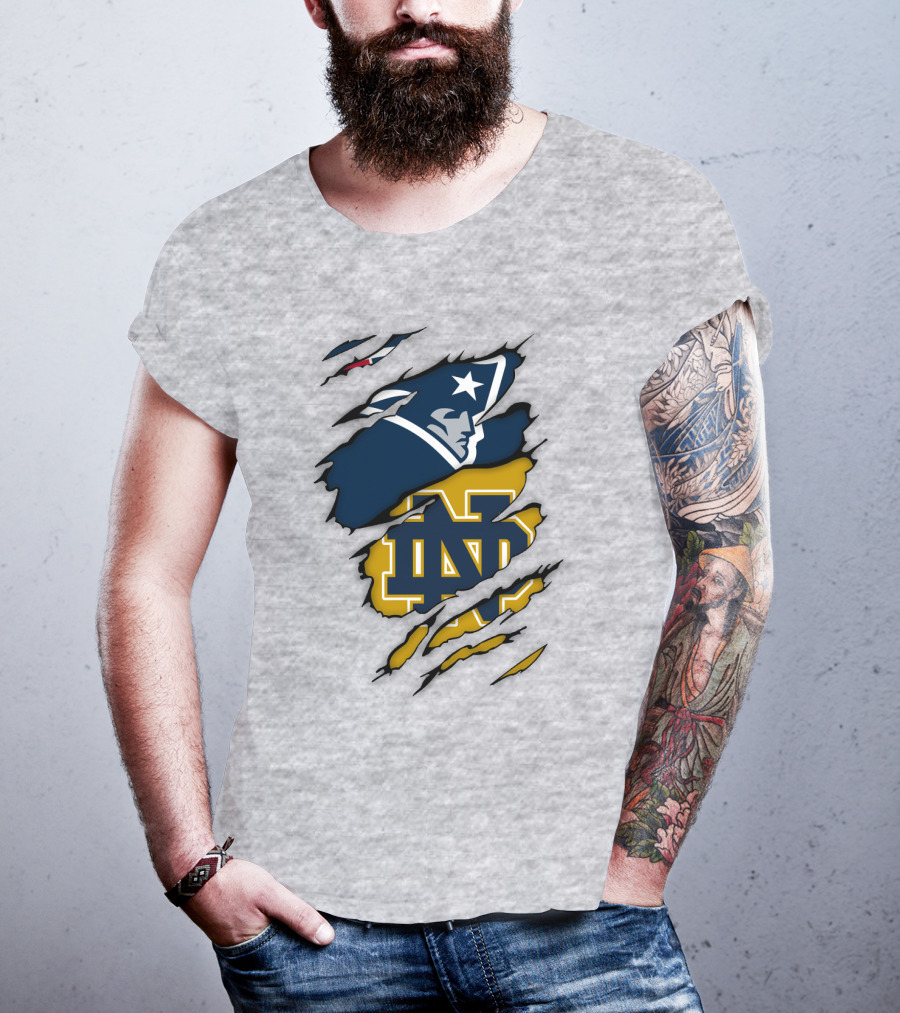 Notre Dame Fighting Irish Patriots Logo Mashup T-Shirt
