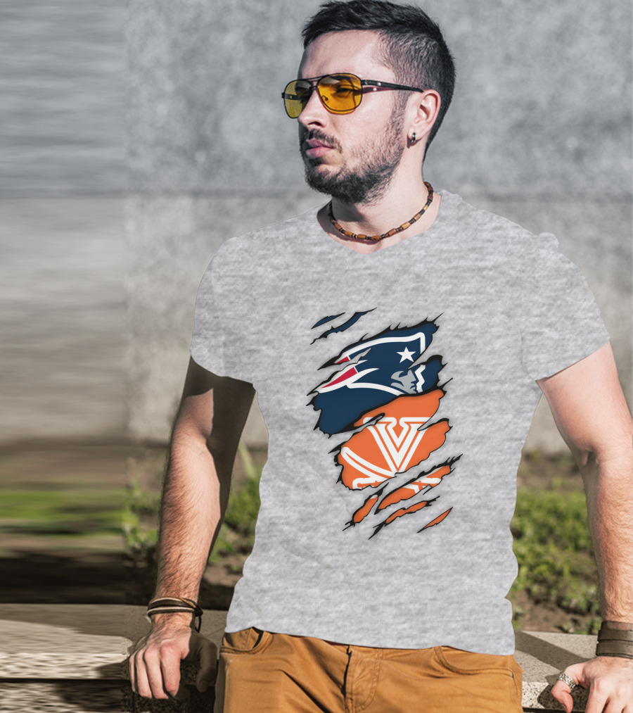 New England Patriots Virginia Cavaliers Dual Logo Fan T-Shirt