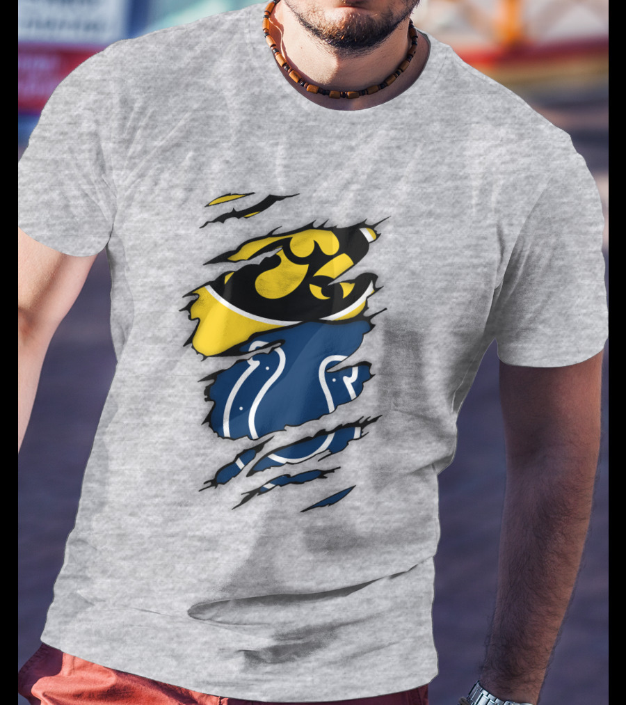 Indianapolis Colts Iowa Hawkeyes Logo Mashup T-Shirt