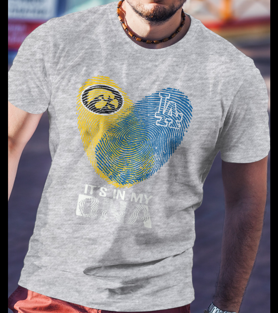 It's In My DNA Los Angeles Dodgers Iowa Hawkeye Fingerprint T-Shirt