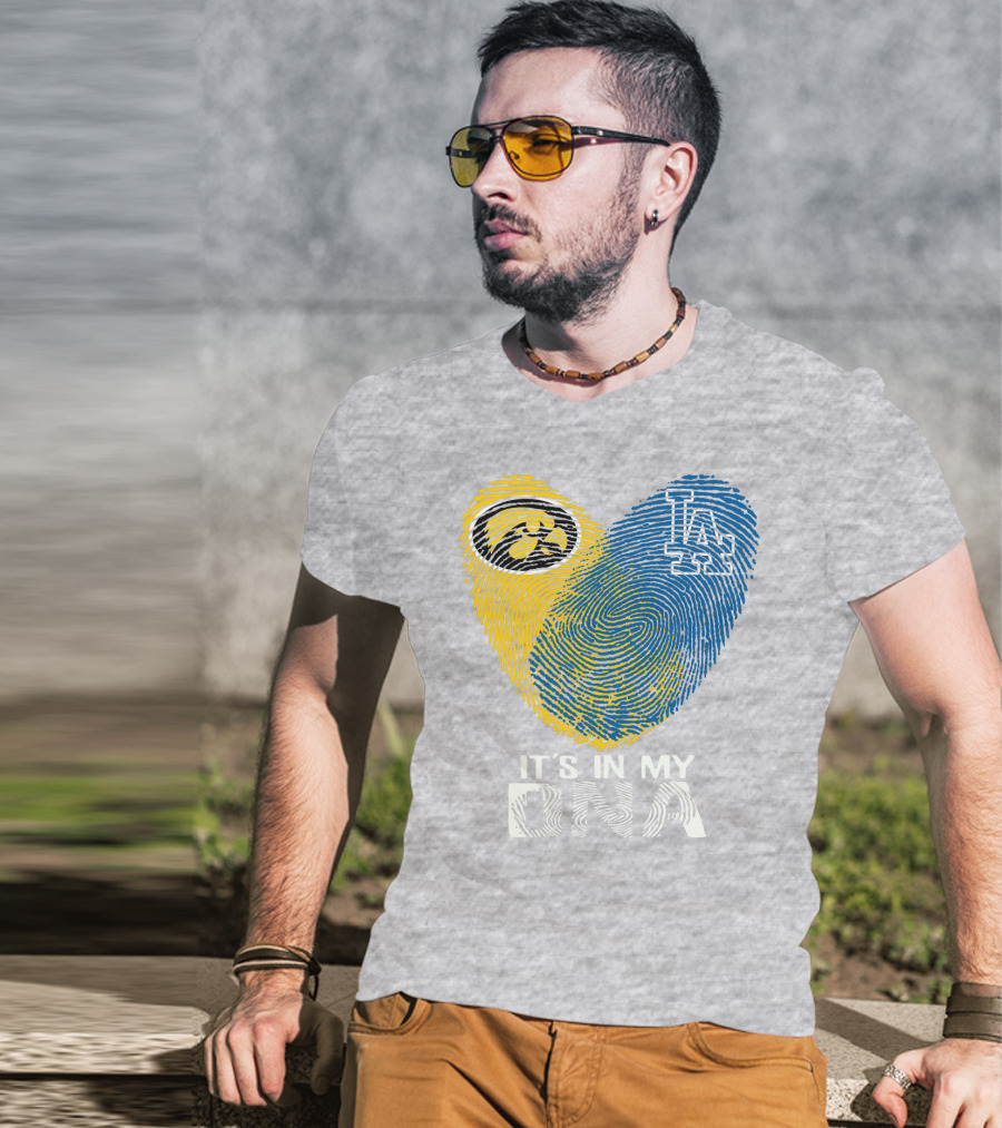 It's In My DNA Los Angeles Dodgers Iowa Hawkeye Fingerprint T-Shirt