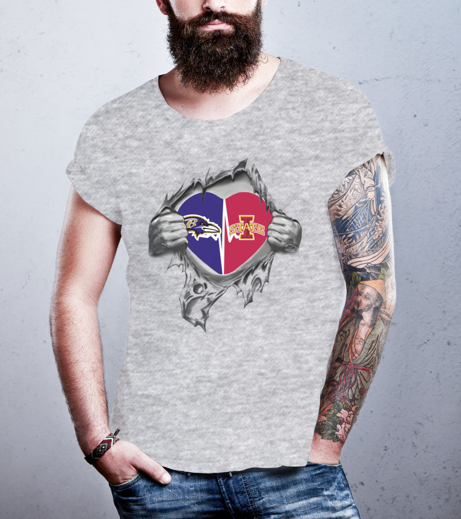 Baltimore Ravens Iowa State Cyclones Heart T-Shirt