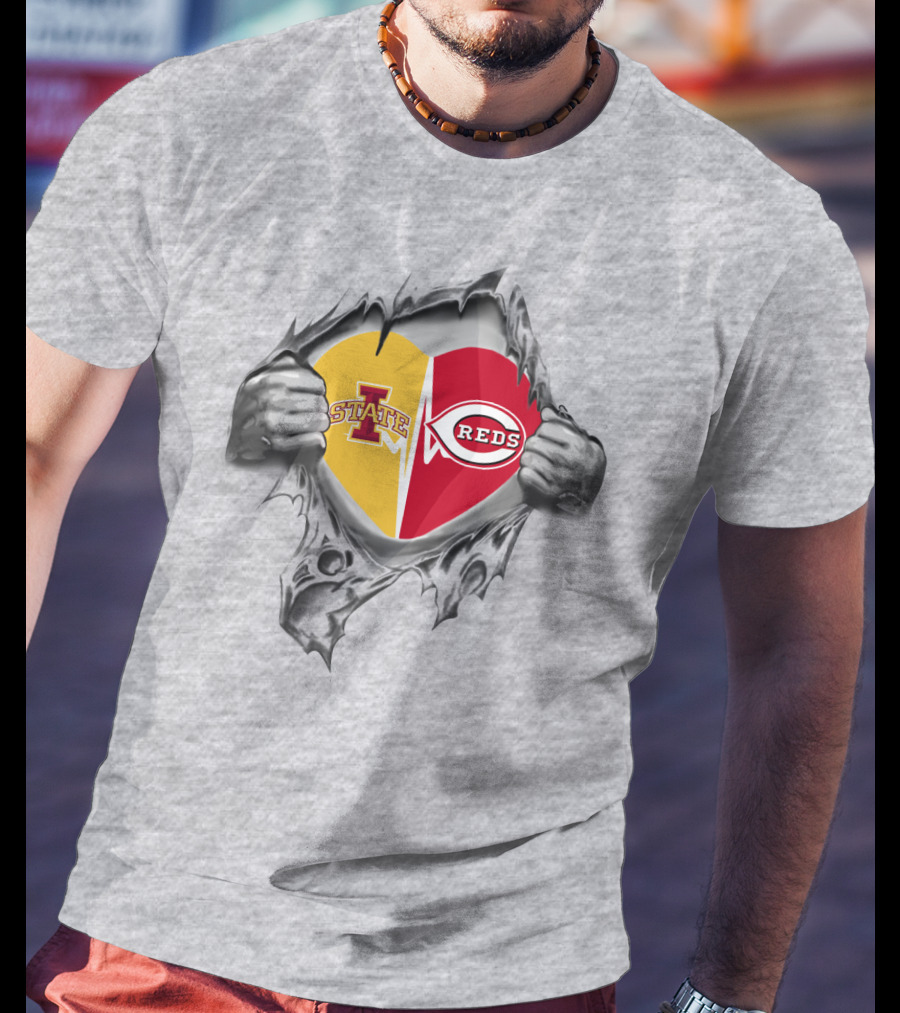 Iowa State Reds Heart Torn Open T-Shirt