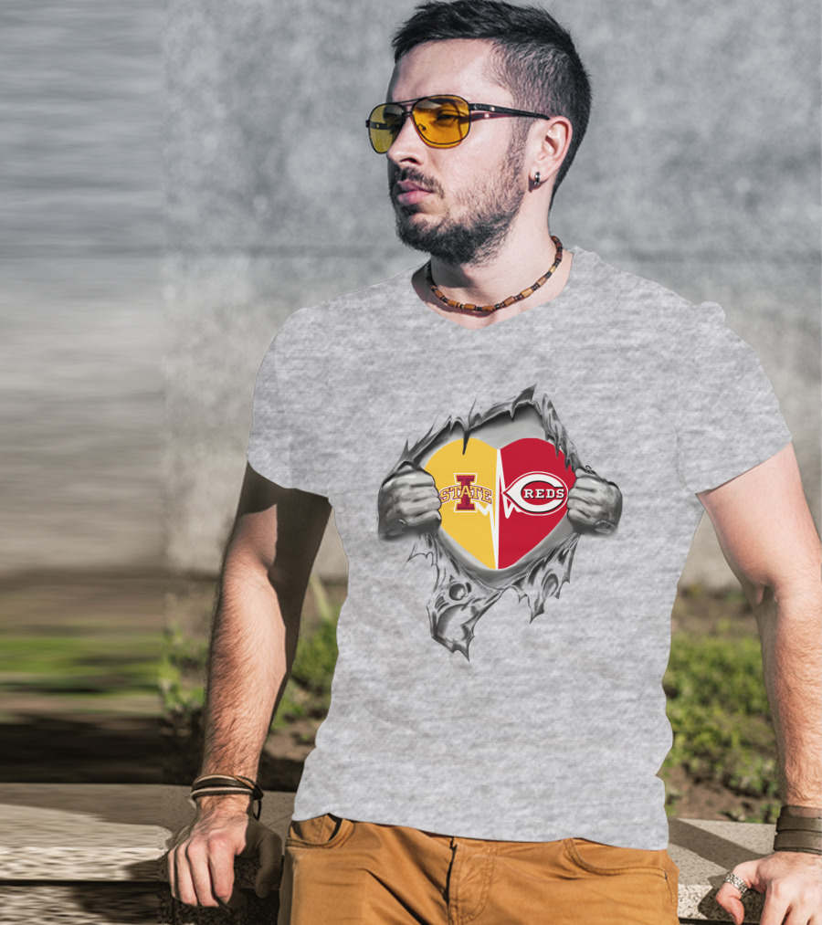 Iowa State Reds Heart Torn Open T-Shirt