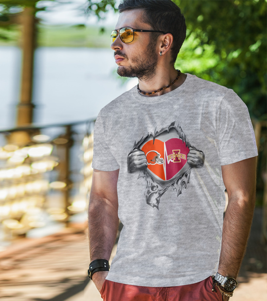 Iowa State Cyclones Cleveland Browns Heart T-Shirt