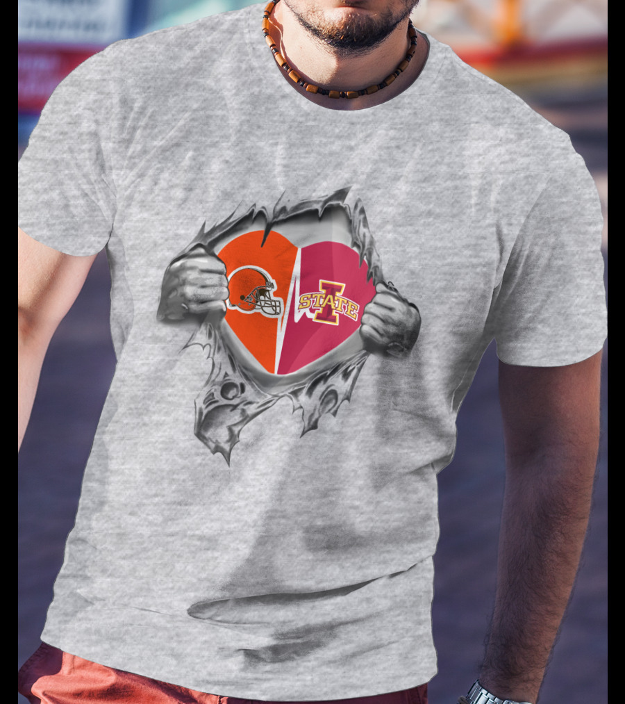 Iowa State Cyclones Cleveland Browns Heart T-Shirt
