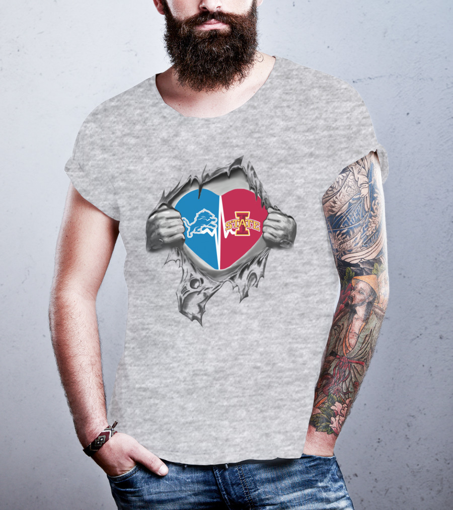 Detroit Lions Iowa State Heart Logo Integration T-Shirt