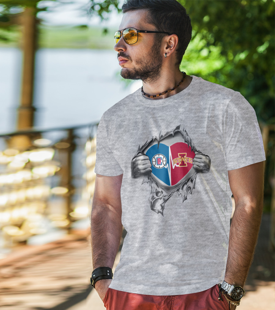 Iowa State LA Clippers Heart Ripped T-Shirt