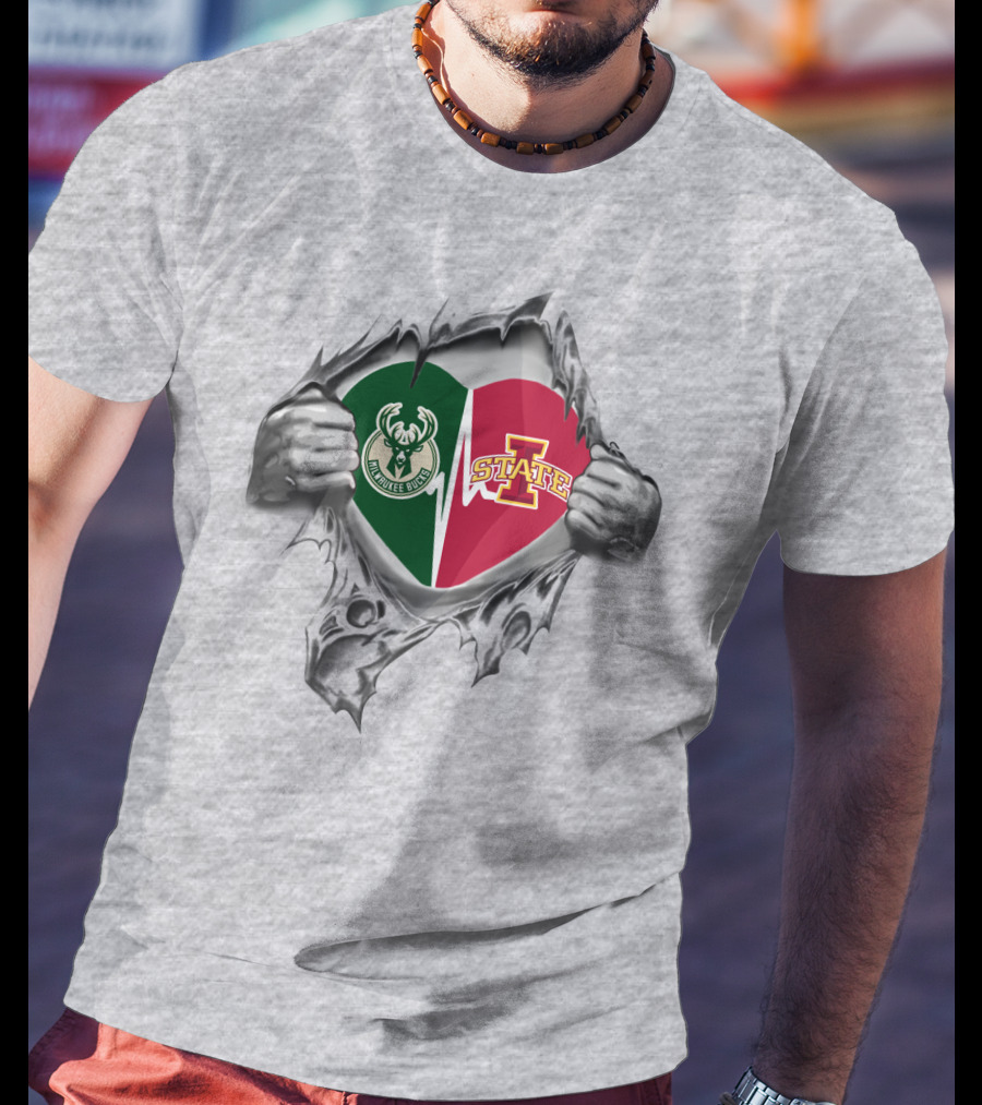 Milwaukee Bucks Iowa State Heart T-Shirt