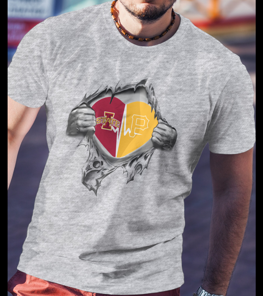 Iowa State Pittsburgh Pirates Heartbeat Split T-Shirt