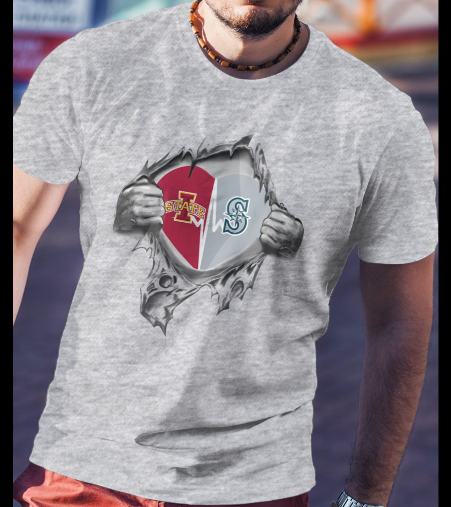 Iowa State Cyclones Seattle Mariners Heart Pullover T-Shirt