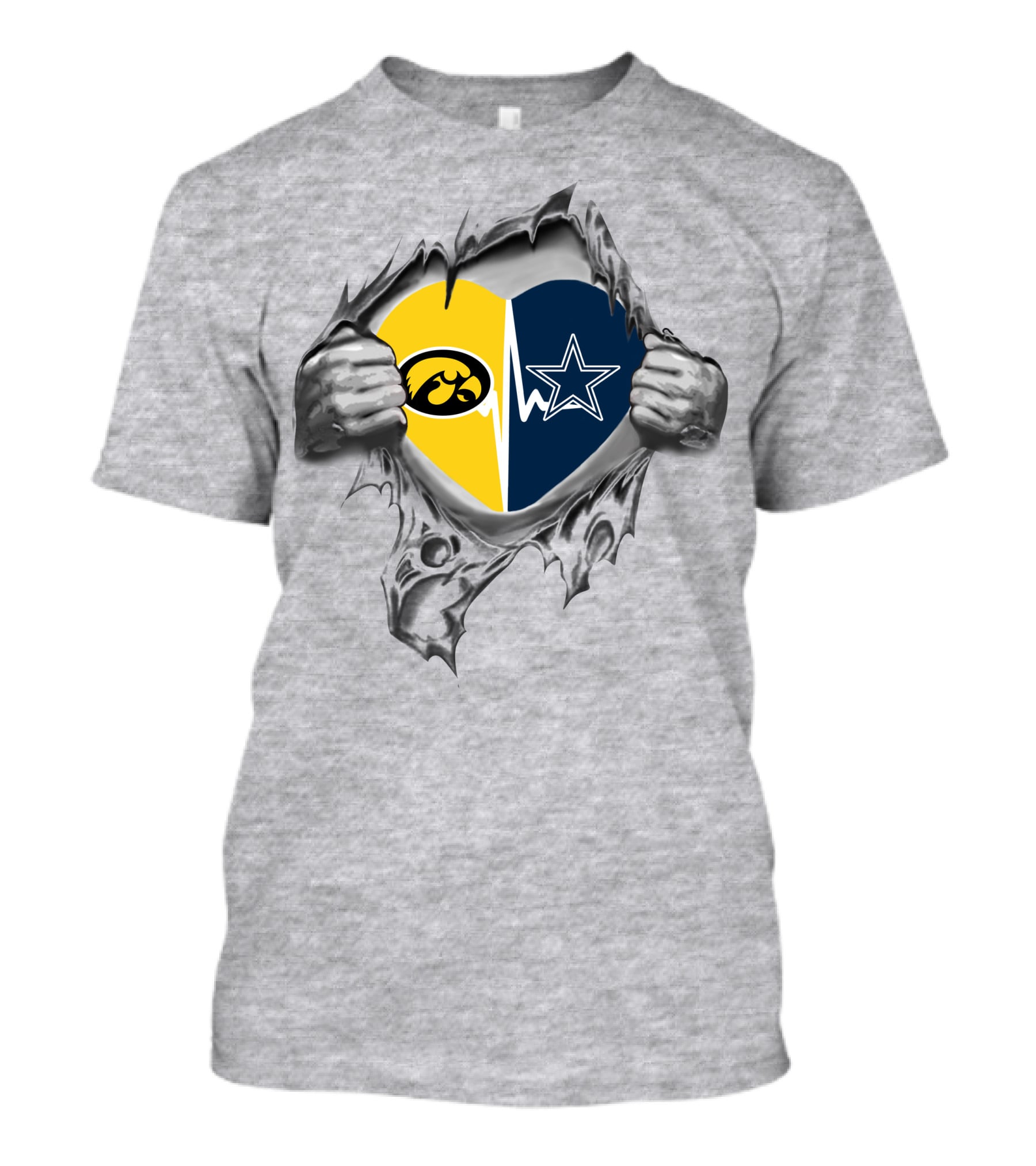 Dallas Cowboys Hawkeyes Heartbeat Torn Fabric T-Shirt