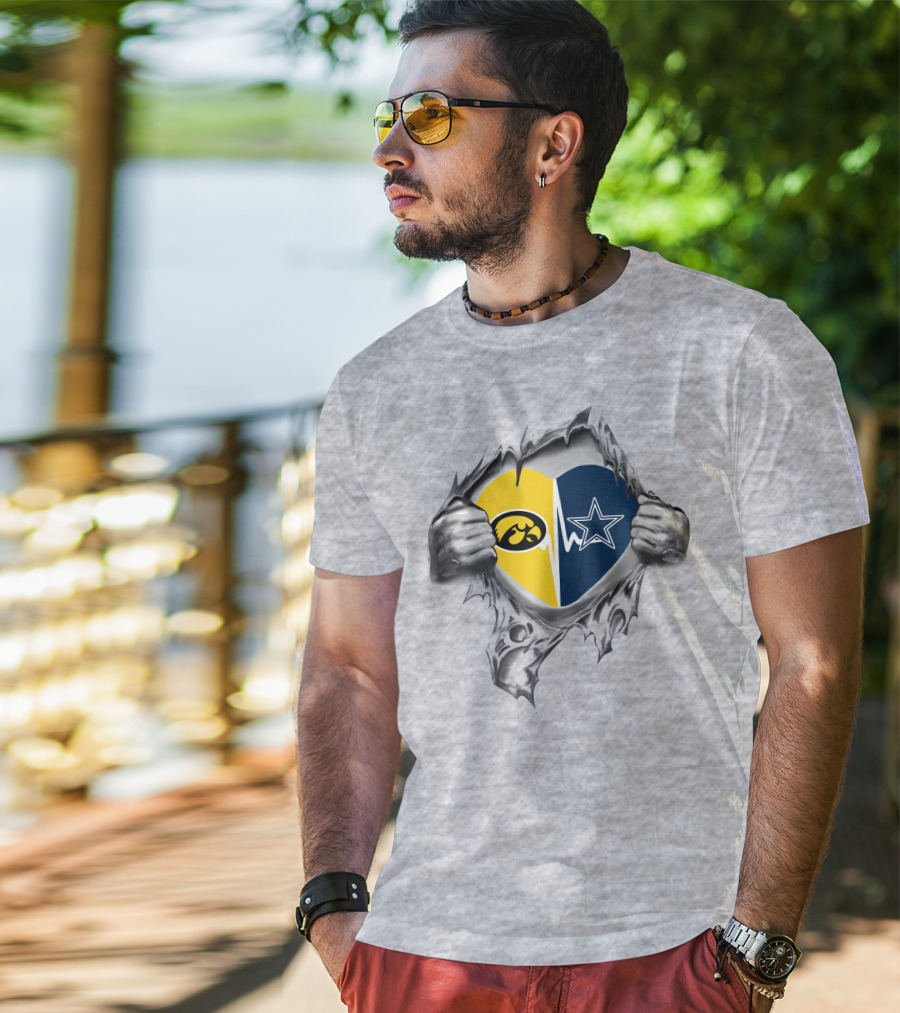 Dallas Cowboys Hawkeyes Heartbeat Torn Fabric T-Shirt