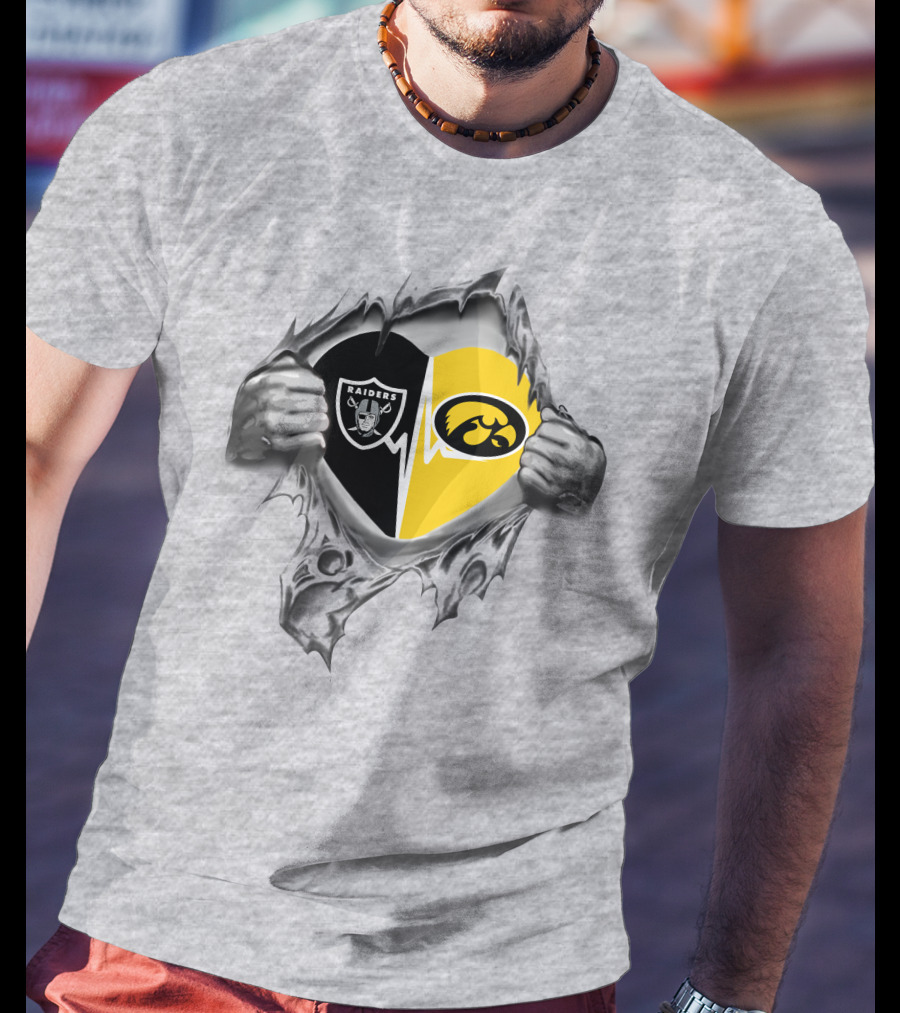 Oakland Raiders Hawkeyes Heart T-Shirt