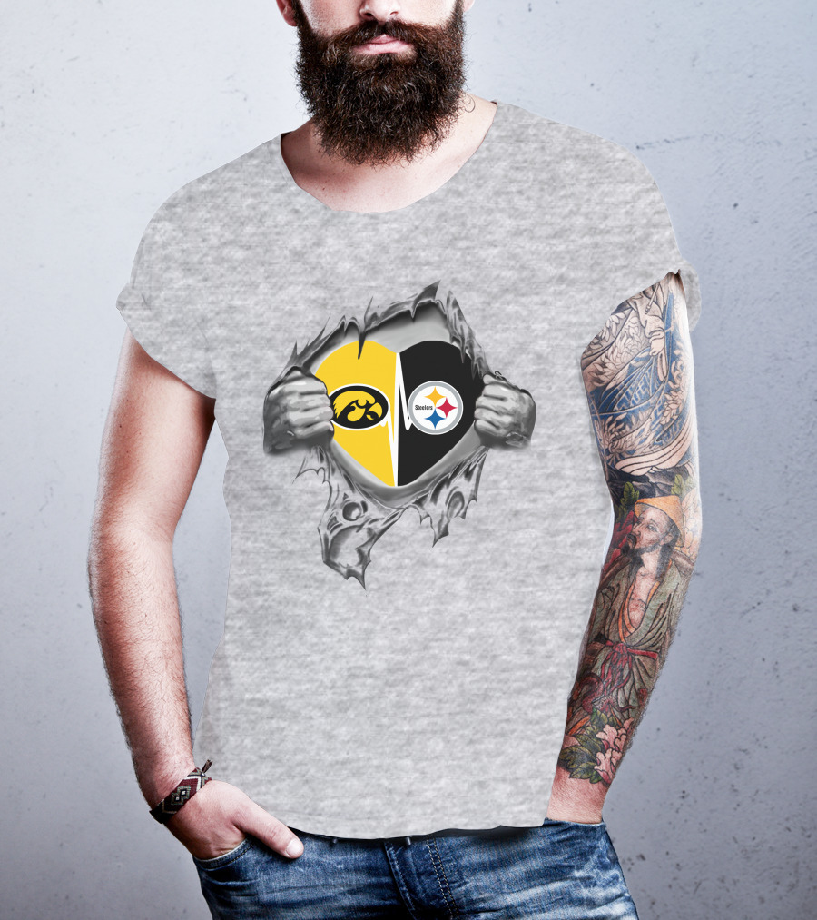 Pittsburgh Steelers Iowa Hawkeyes Heart T-Shirt