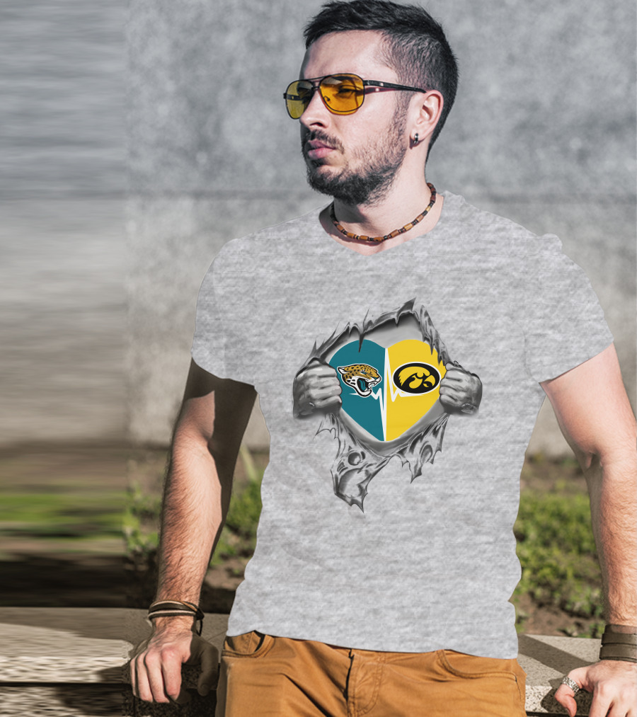 Jacksonville Jaguars Hawkeyes Heart Tear T-Shirt