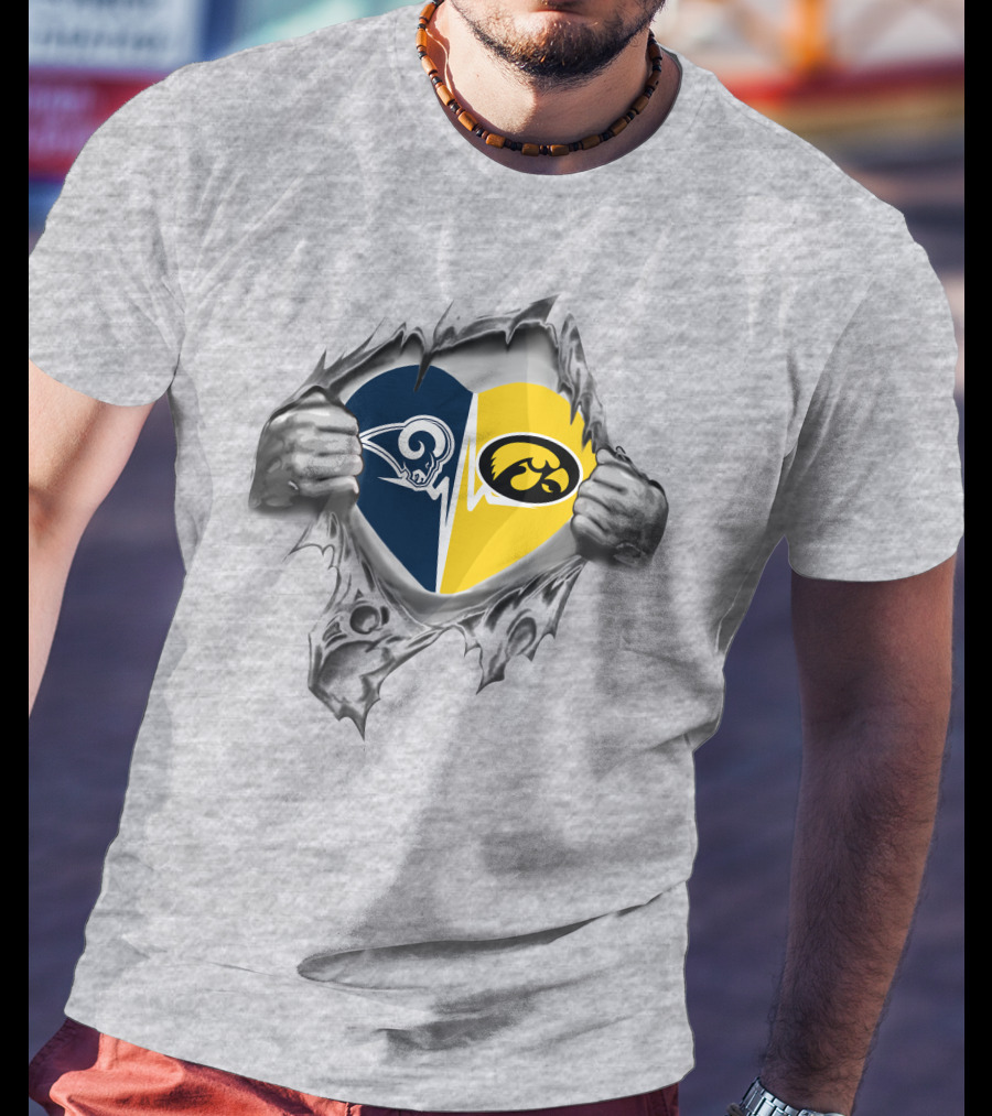 Los Angeles Rams Iowa Hawkeyes Heart T-Shirt
