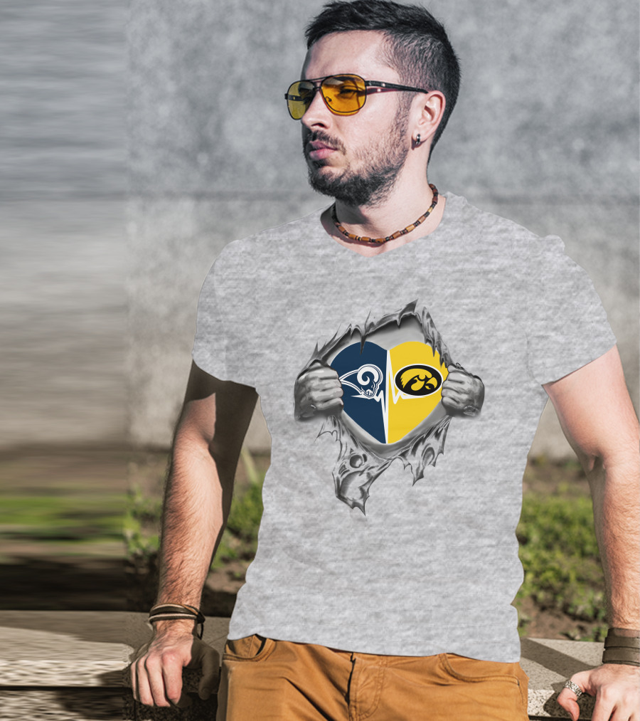 Los Angeles Rams Iowa Hawkeyes Heart T-Shirt