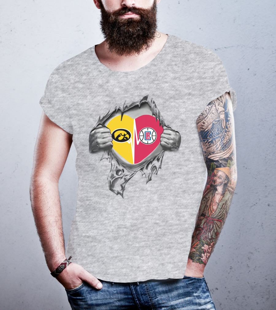 '73 Front LA Clippers Hawkeyes Heartbeat T-Shirt