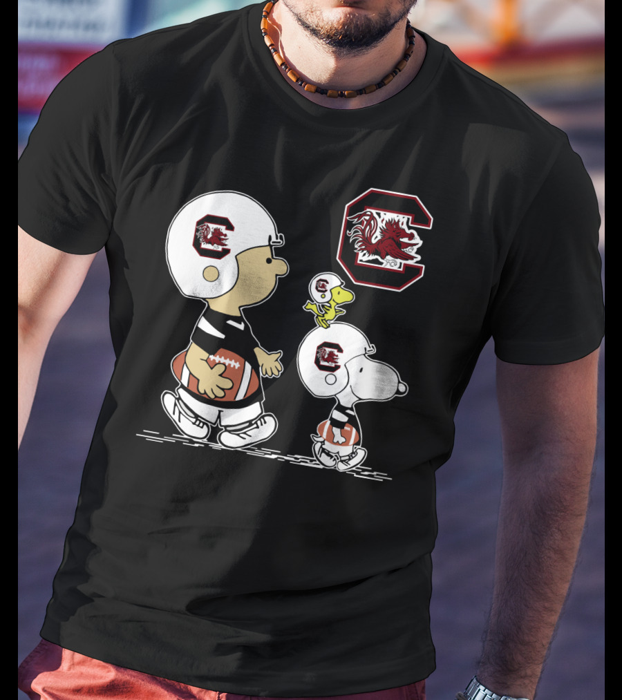 South Carolina Gamecocks Helmet Football Characters Peanuts T-Shirt