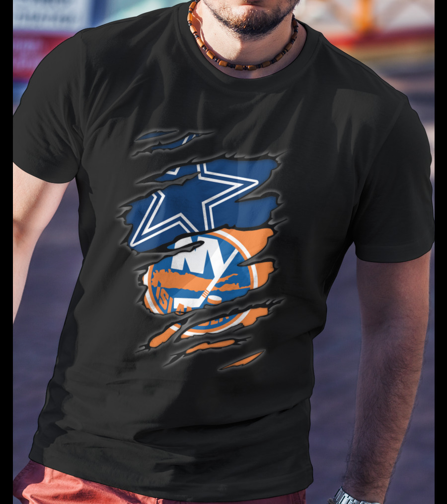 Dallas Cowboys New York Islanders Logo Mashup T-Shirt