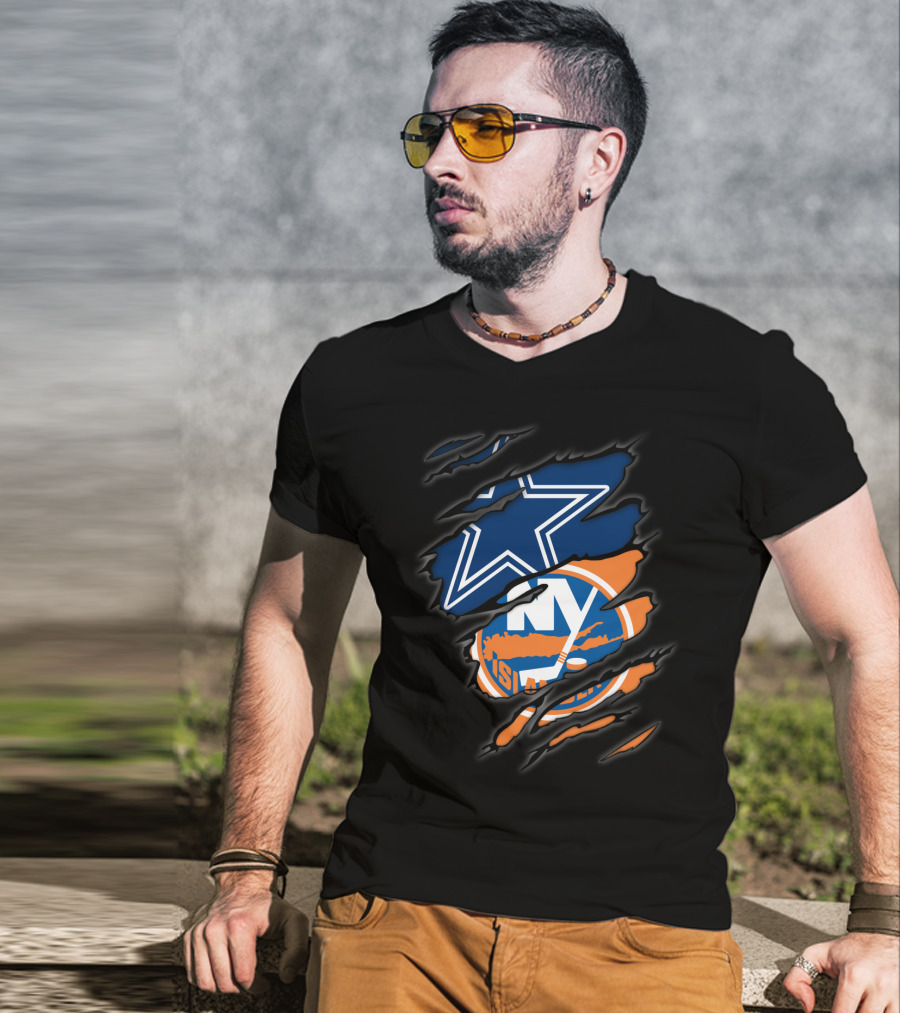 Dallas Cowboys New York Islanders Logo Mashup T-Shirt