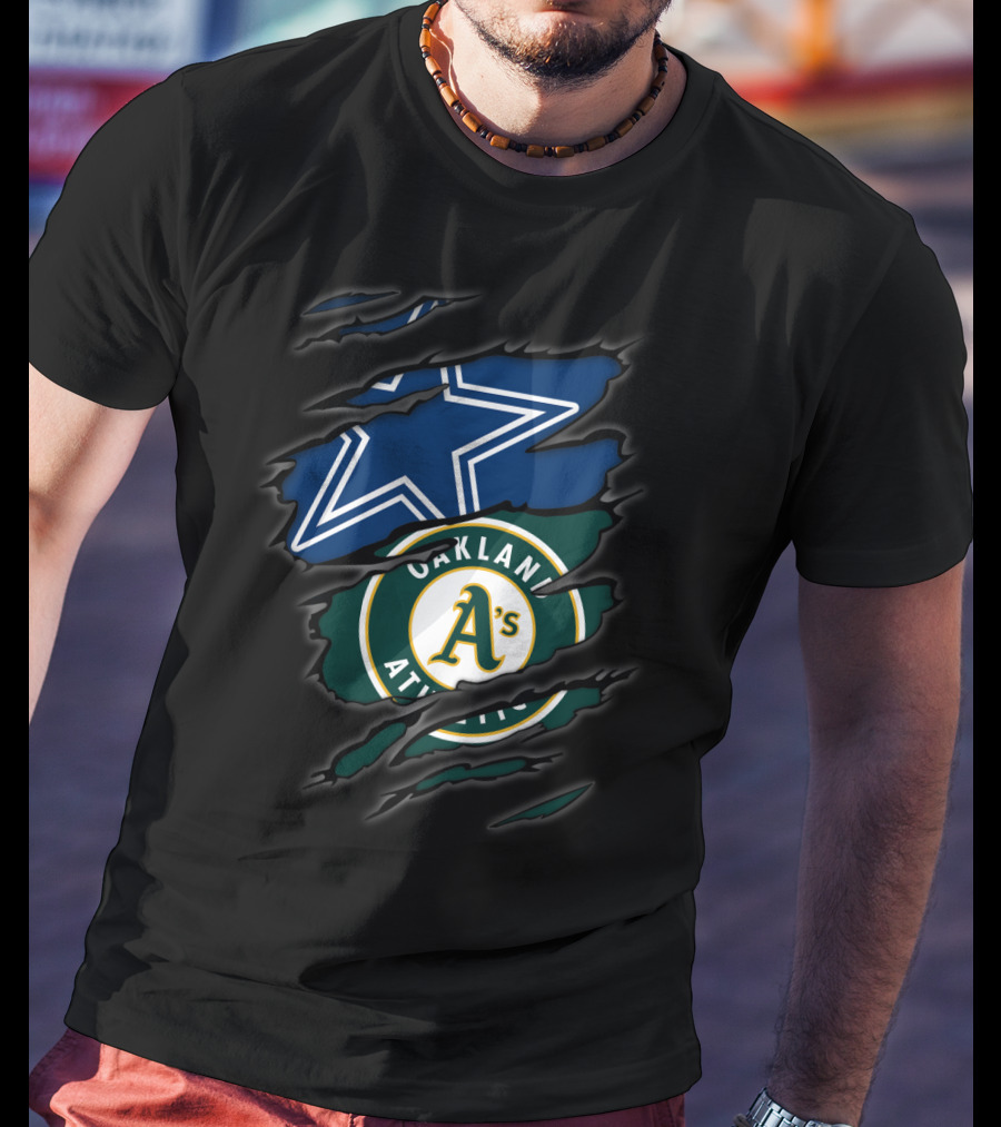 Cowboys Oakland Athletics Dallas Star And A's Logo Fusion T-Shirt