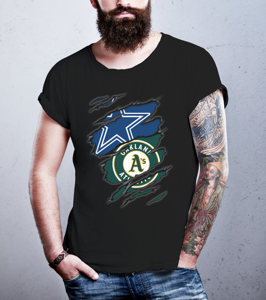 Cowboys Oakland Athletics Dallas Star And A's Logo Fusion T-Shirt