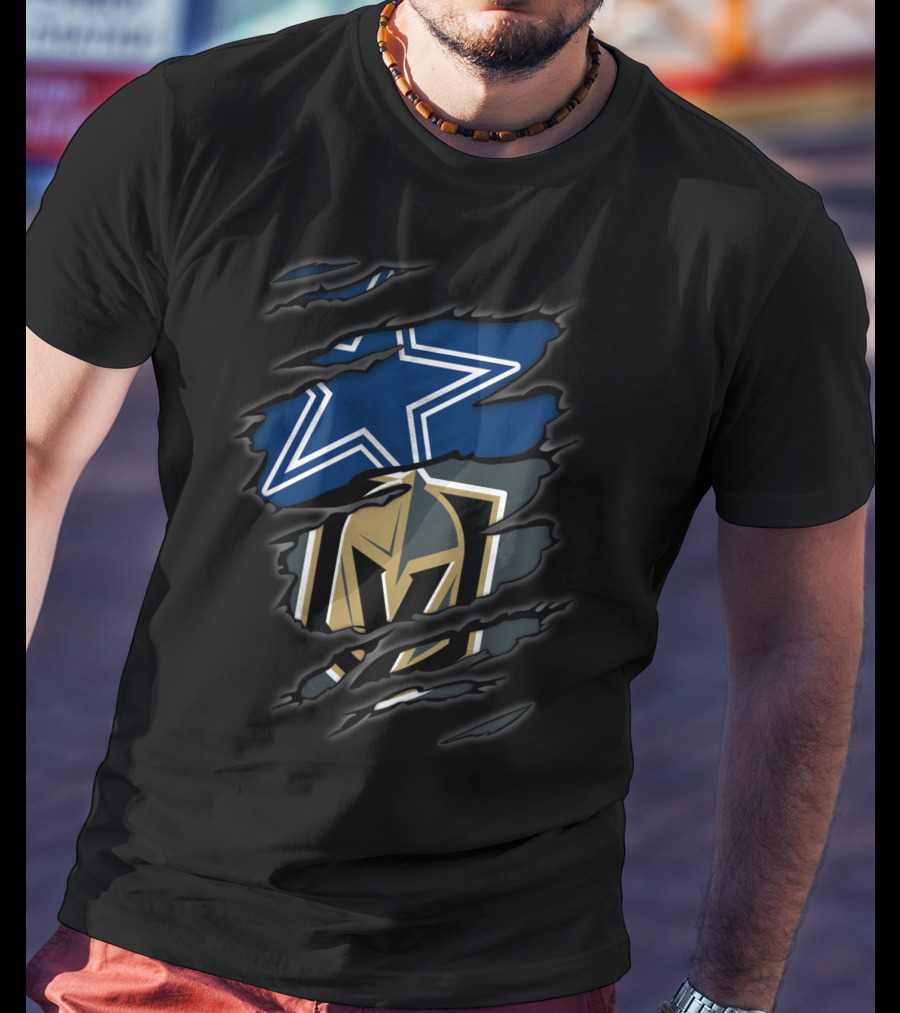 Dallas Cowboys Vegas Golden Knights Fan Crossover T-Shirt