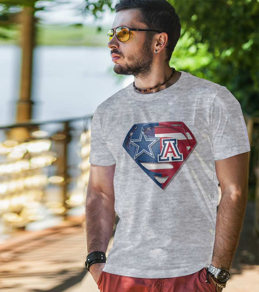 Dallas Cowboys Arizona Wildcats Superman Logo American Flag T-Shirt
