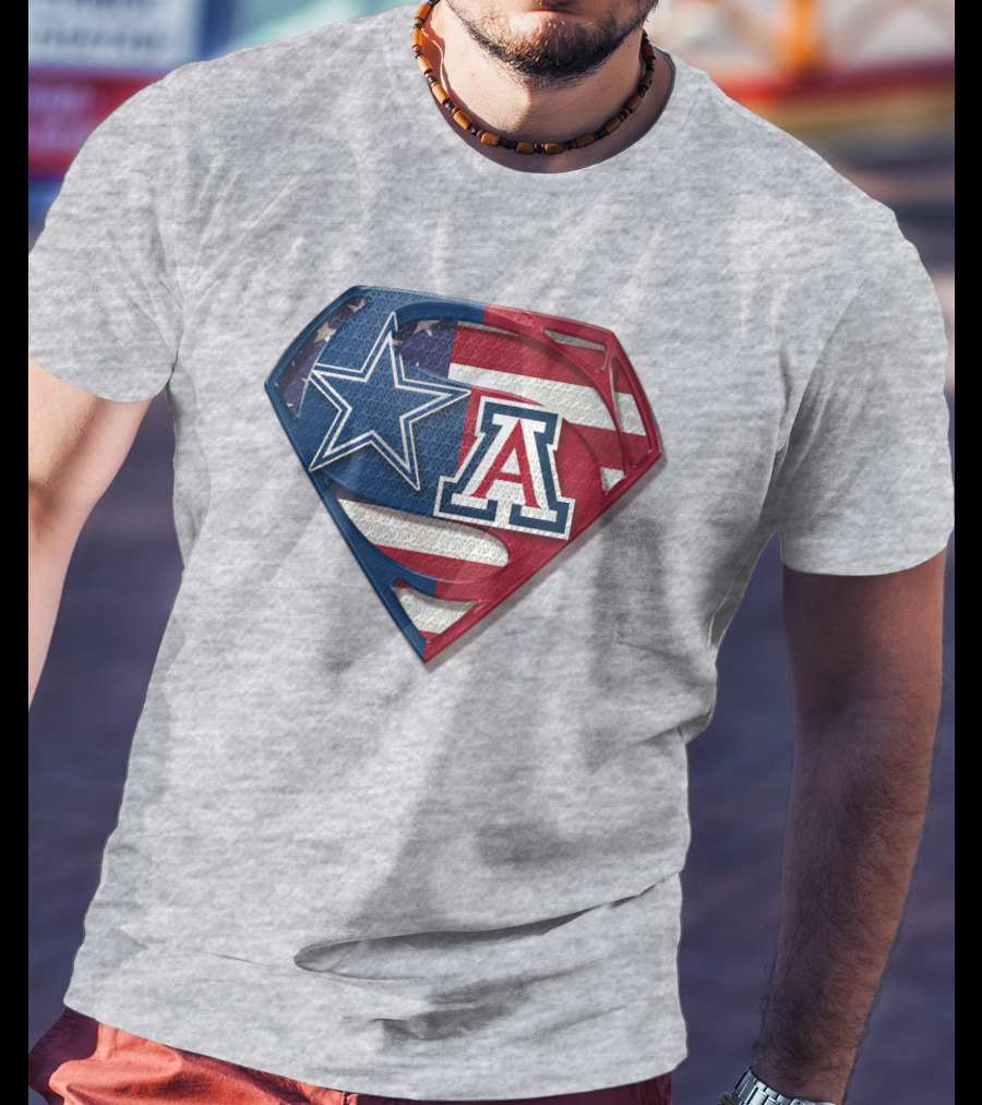 Dallas Cowboys Arizona Wildcats Superman Logo American Flag T-Shirt