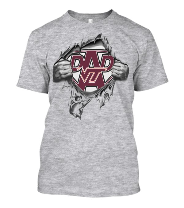 Virginia Tech Hokies Super Dad VT Logo Hands Ripping Open T-Shirt