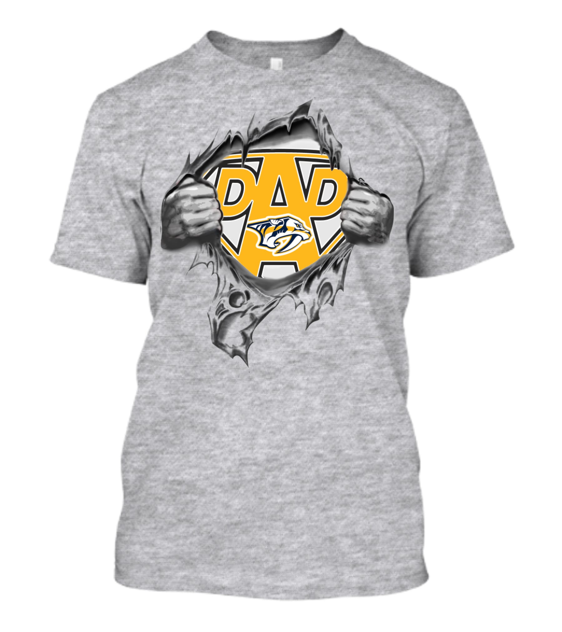 NashvillePredatorss Super Dad Logo With Torn Effect And Hands T-Shirt